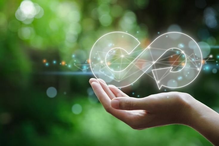 Mãos segurando ciclo infinito